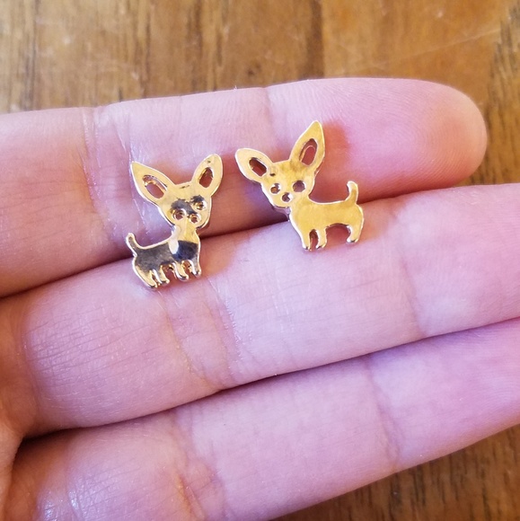 NWOT Adorable Rose Gold Chihuahua Dog Studs - Picture 3 of 6